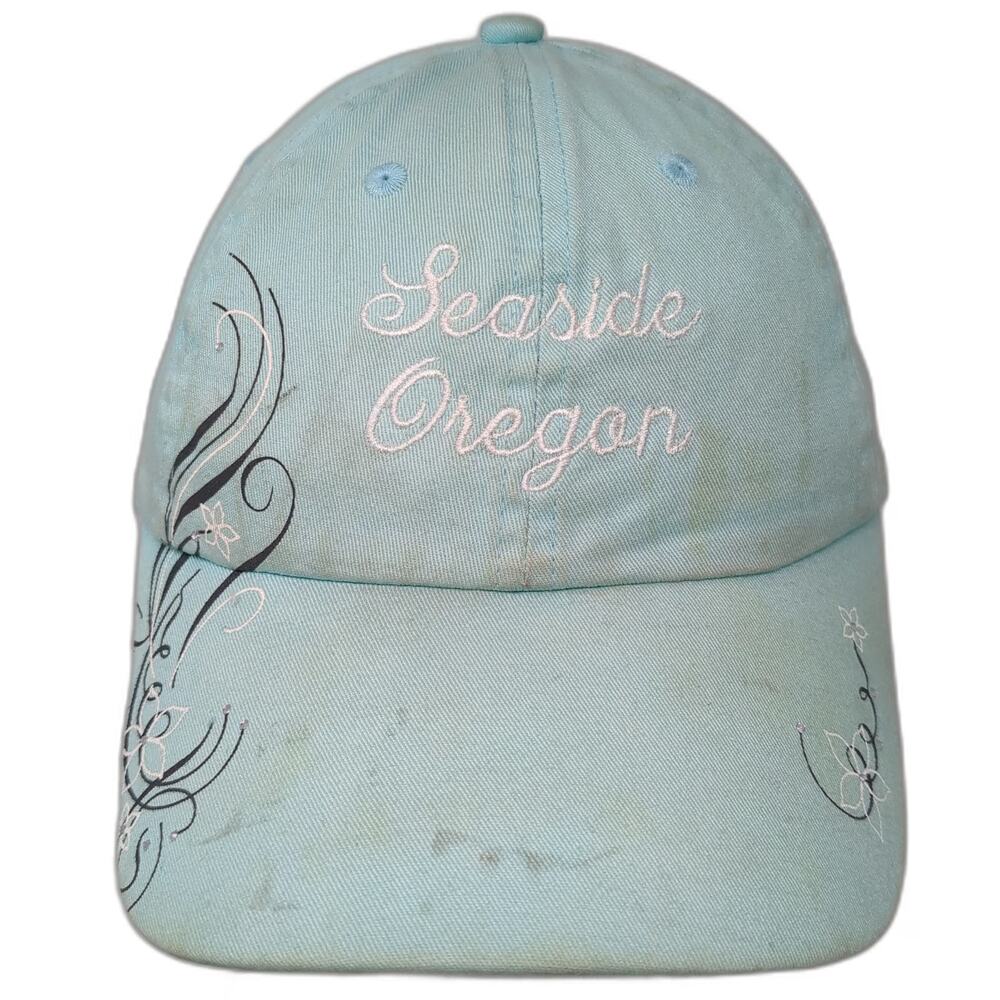 Royal Resortwear Seaside Oregon Blue Baseball Cap One Size Floral Rhinestone Hat